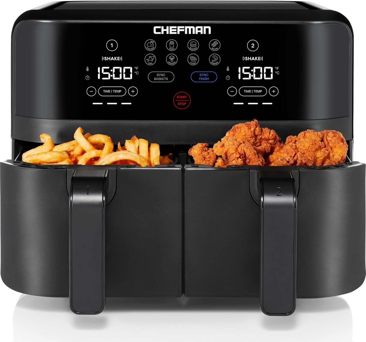 Dual Basket Air Fryer, TurboFry Touch Control, 2 Independent Zones, Space-Saving Design