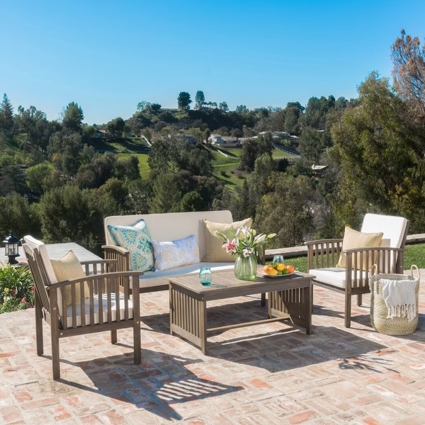 Acacia outdoor patio 4pieces chat sofa set,with coffee table