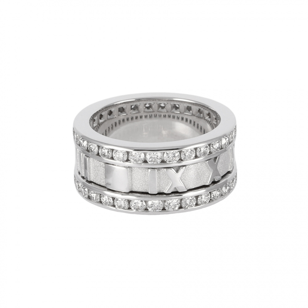 Tiffany & Co. Atlas Ring 18K White Gold Diamond
