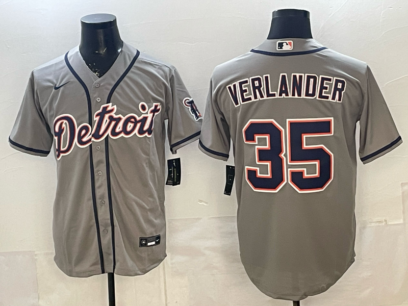 Men's Detroit Tigers Justin Verlander #35 Gray Replica Player Jersey