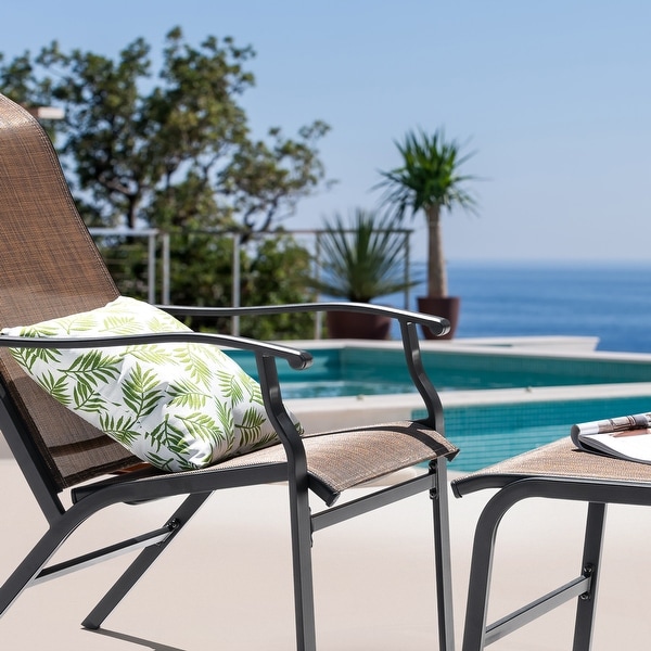Nuu Garden Patio AllWeather Textilene Lounge Chair with Ottoman,Brown