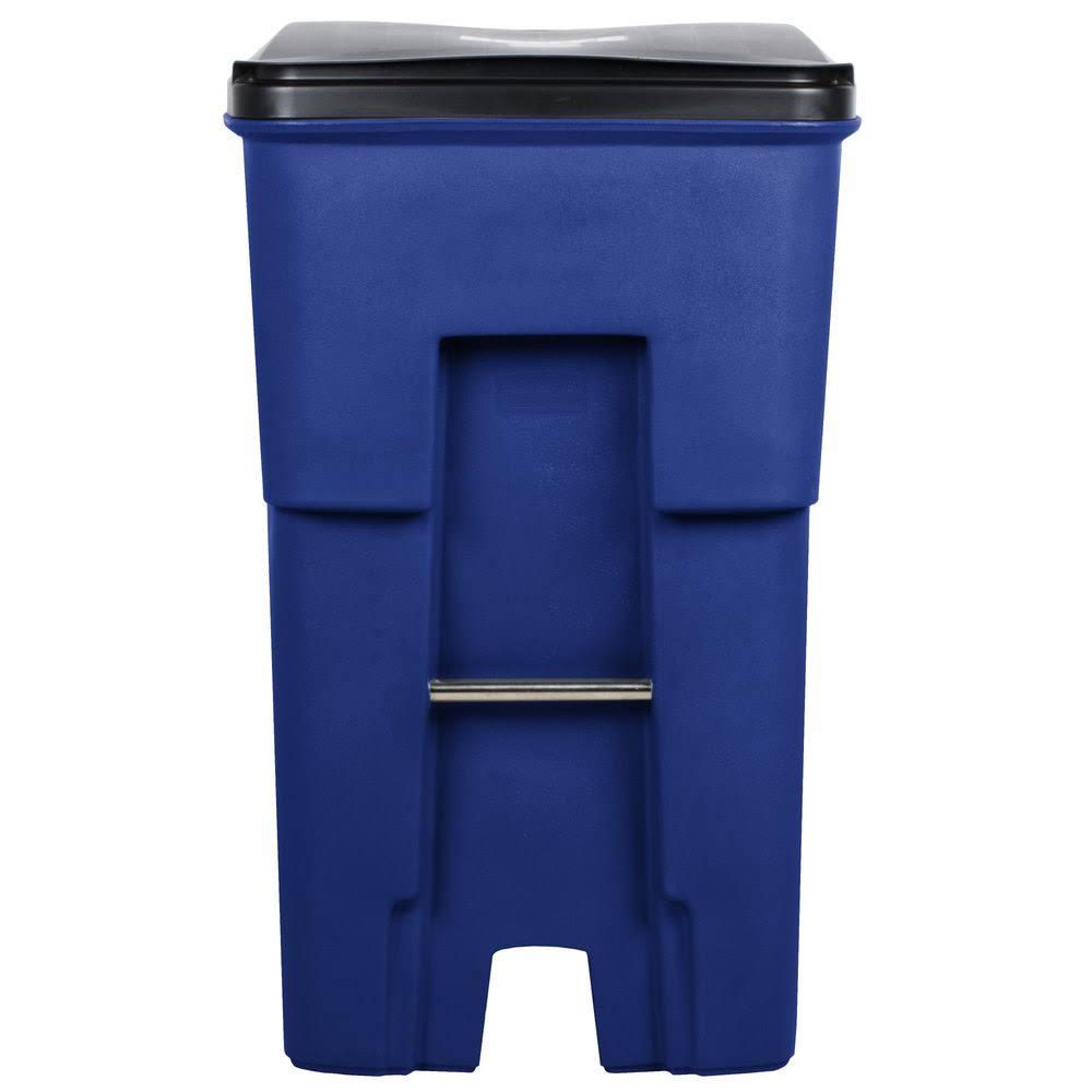 Brute Rollout Container Square Plastic 95 Gal Blue Rubbermaid