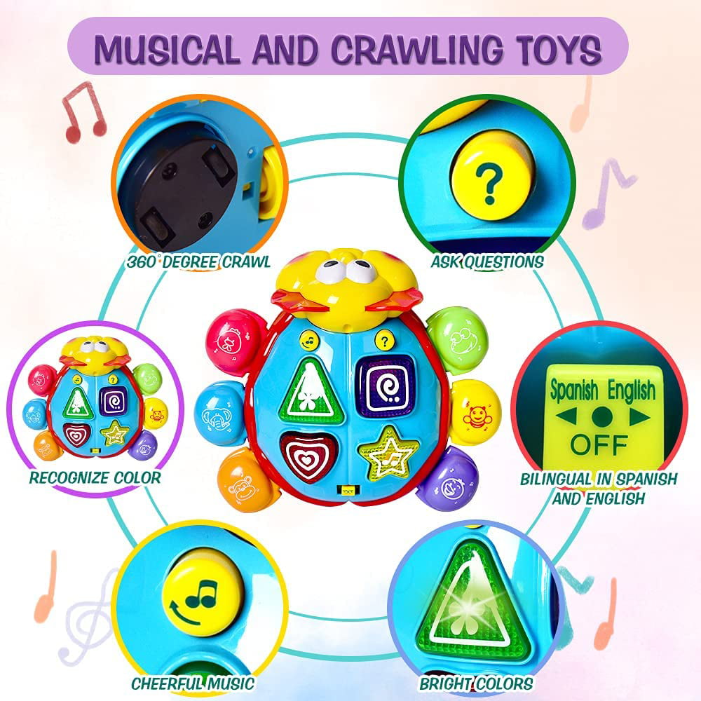 Baby Toys 6-12 Months, Musical Learning Crawling Toys, Toddler Toys for 12 18 24 Months English, Spanish
