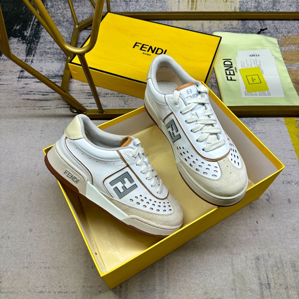 Fendi Match Suede Low Tops White And Brown 8E8670Asb2F1Rux