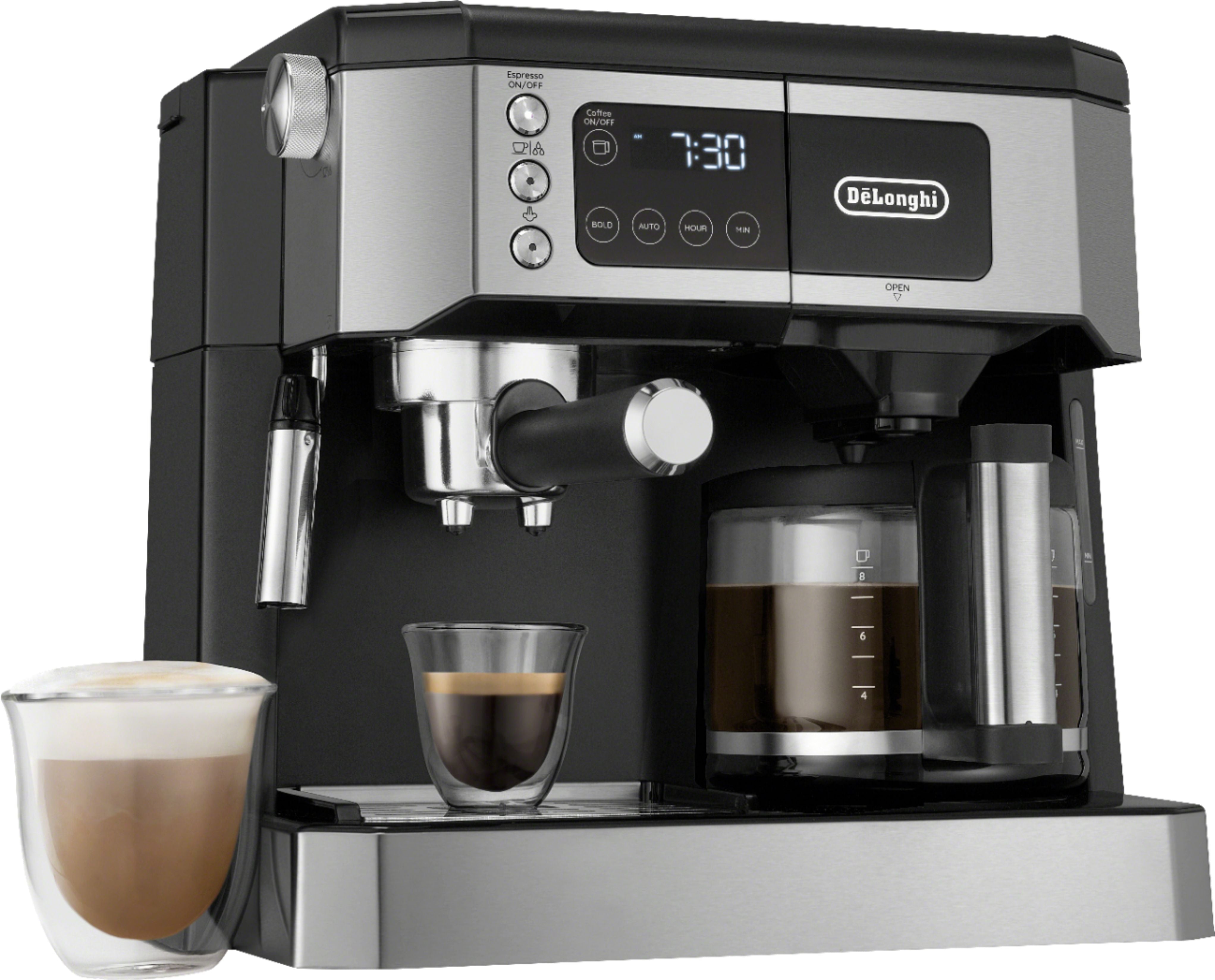 De'Longhi - Digital All-in-One Combination Coffee and Espresso Machine - Black and Stainless Steel COM530M