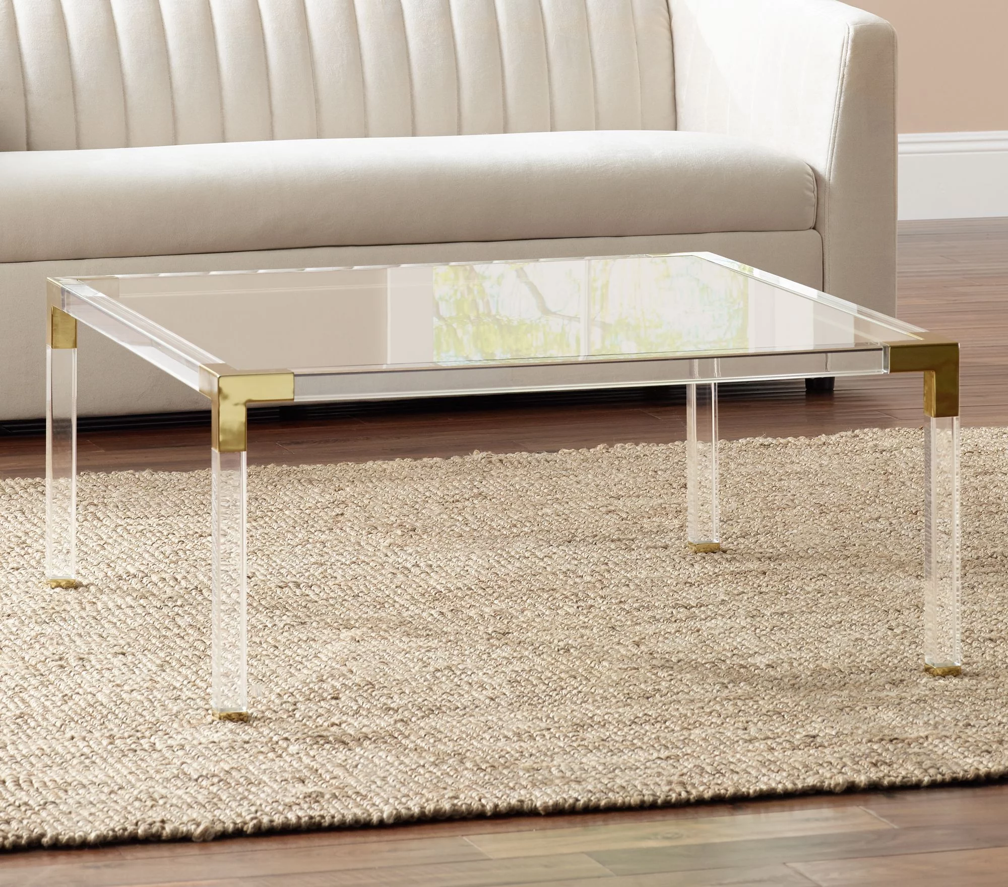 55 Downing Street Hanna Modern Cast Acrylic Square Coffee Table 40