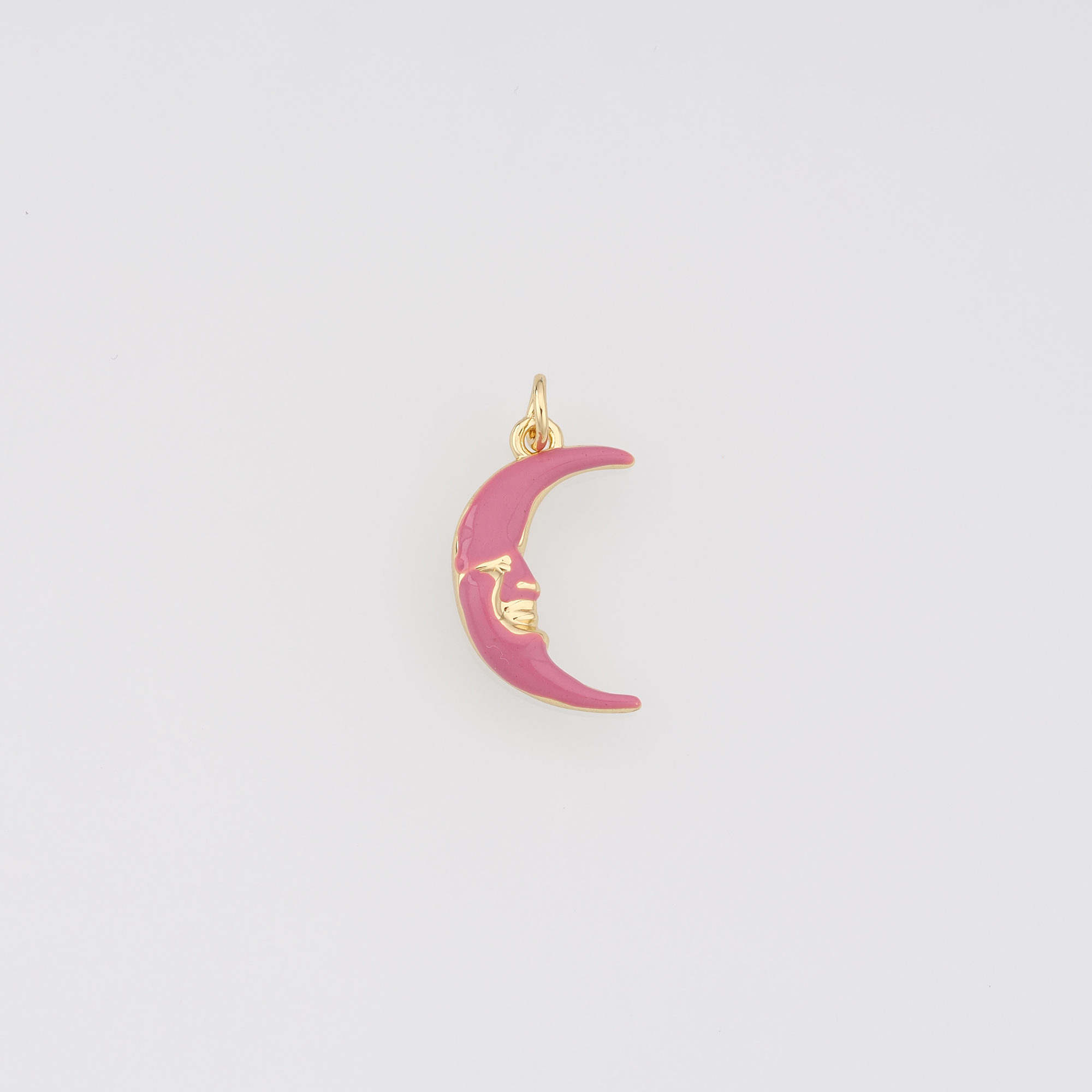 18K Gold Filled Moon Face Pendant,Celestial Charm,Enamel Moon Earrings Necklace for DIY Jewelry Making Supply