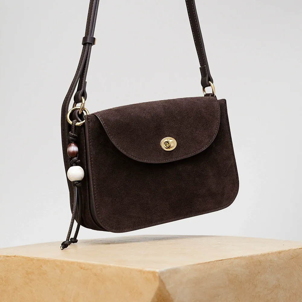 Dark Brown Suede Shoulder Bag