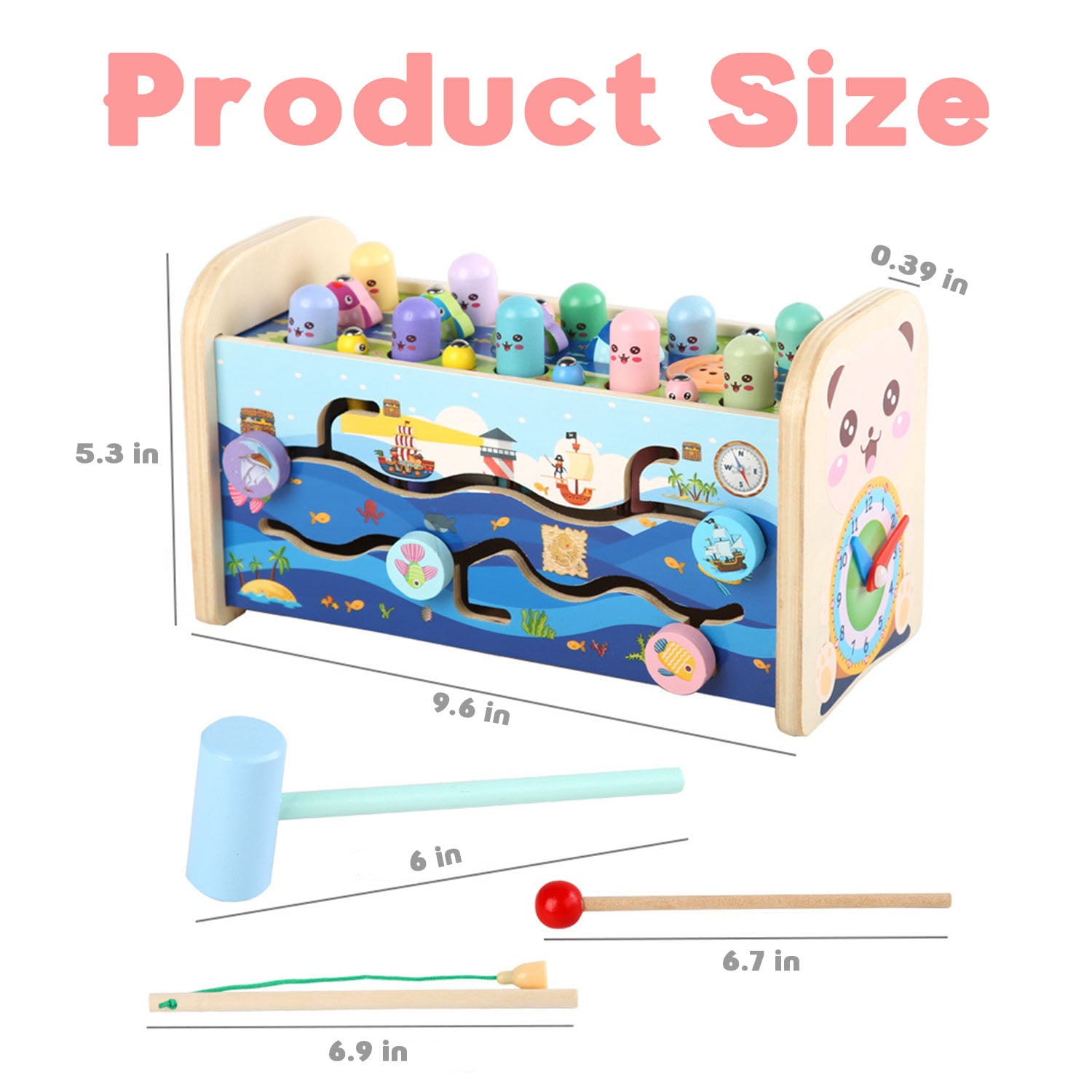 Baby Toys for 12-24 Months,  7 in 1 Wooden Hammering Pounding Toys, Montessori Early Development Toys