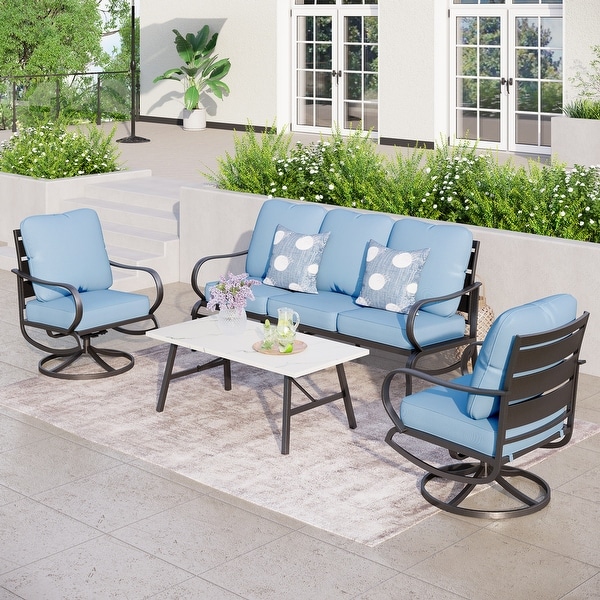 MAISON ARTS 5/7Seat Patio Conversation Set,Sofa Set with 2 x Single Sofa Chairs,1 x 3seater Sofa and Coffee Table/Ottomans