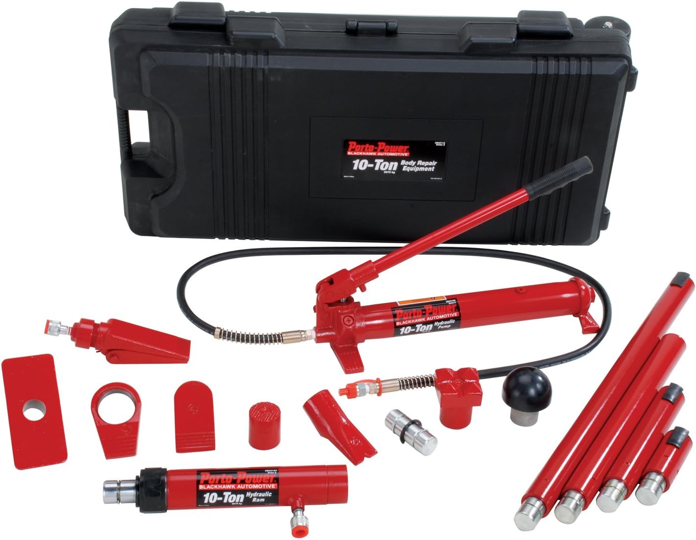 B65115 Black/Red Hydraulic Body Repair 19 Piece Kit - 10 Ton Capacity