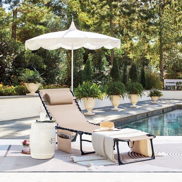 Homall Foldable with Facehole,Lounge Coffee Chair 12 Inch High 5Position Adjustable Patio Lounge Chair Beach Pool Coffee Chair