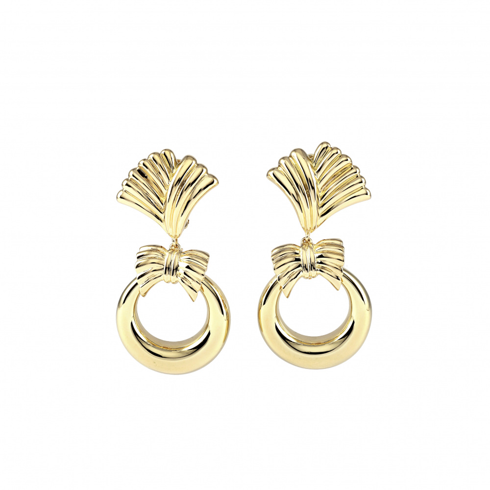 Van Cleef & Arpels K18YG Yellow Gold K18WG White Gold Earrings 18K White Gold & 18K Yellow Gold
