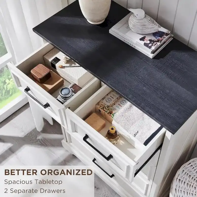Rustic Farmhouse Dresser – 6-Drawer Wooden Chest with Distressed Wood Finish