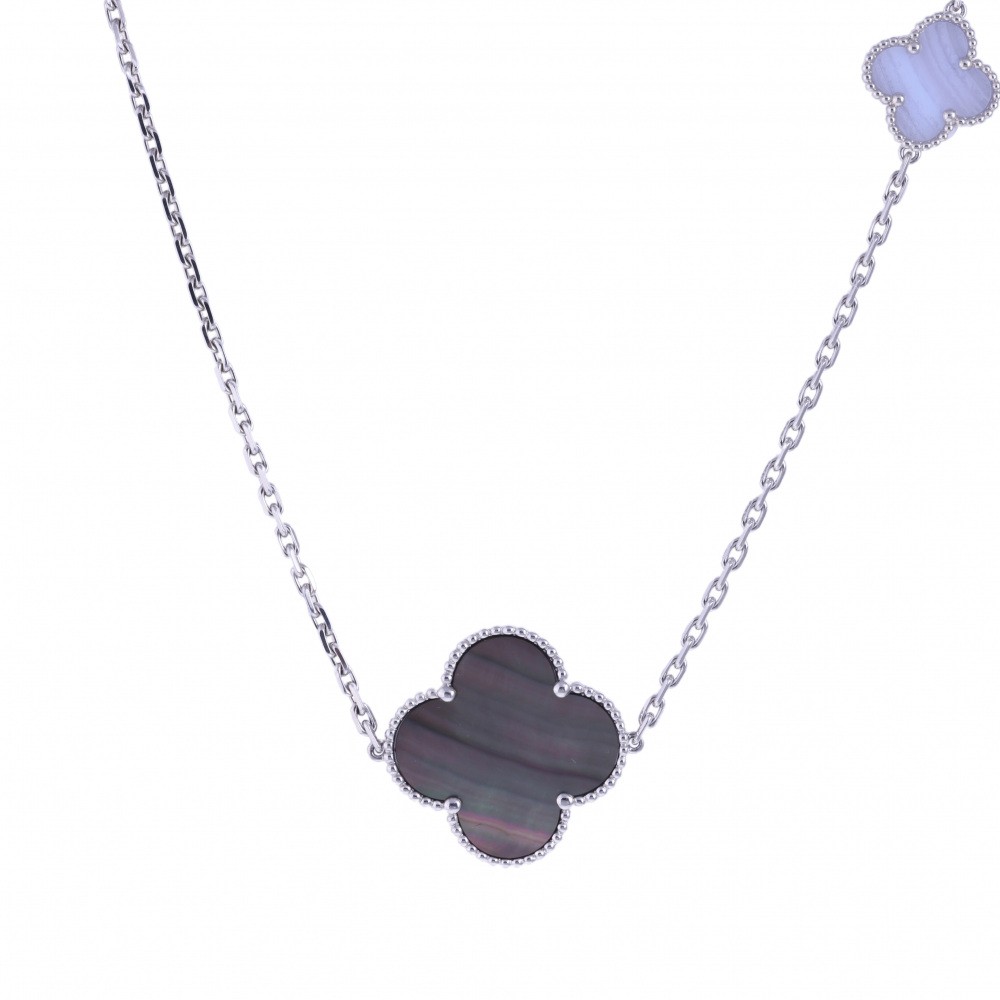 Van Cleef & Arpels Magic Alhambra Necklace 16 Motifs 18K White Gold Mother of Pearl VCARN19000