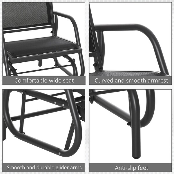 Outsunny Glider/Rocking Chair Set with Breathable Mesh Fabric,Curved Armrest