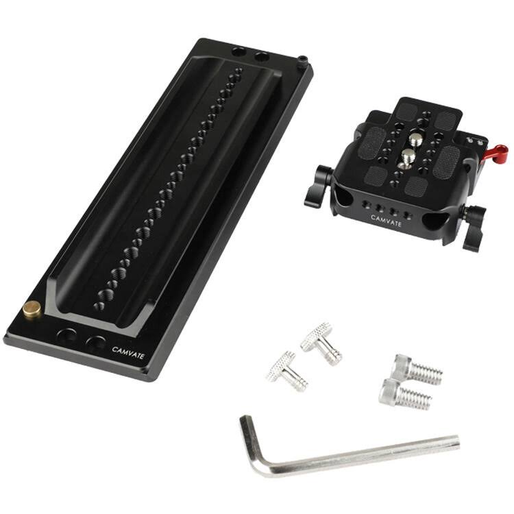 CAMVATE Standard ARRI 12x22 Sliding Dovetail Plate and Quick Release Baseplate with Double Rod Adapter for 15mm Rod System c1934