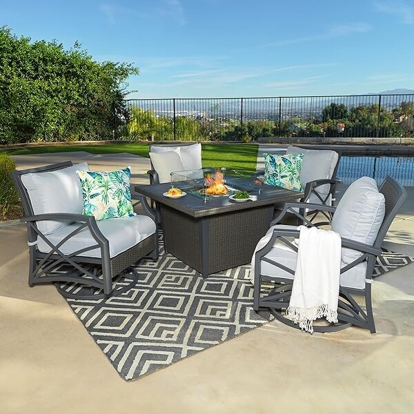 Kinger Home Ethan Rattan 5Piece Patio Furniture Set