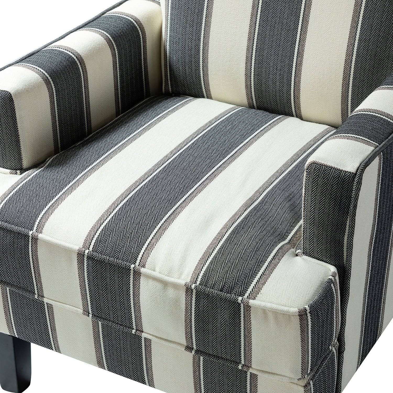 Filton Armchair with Tapered Block Leg - Black Stripe