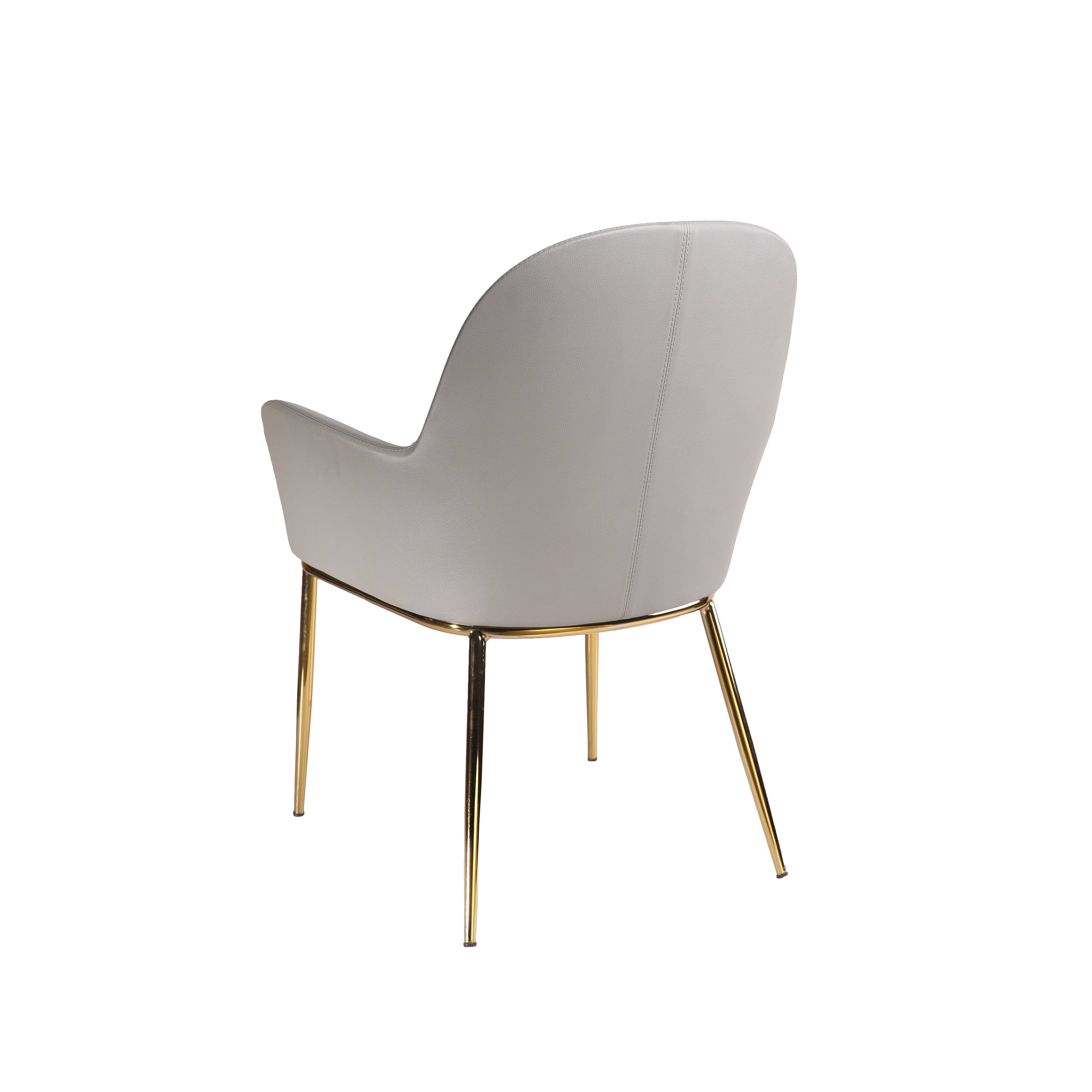 Modrest Blanton Modern Grey Leatherette u0026 Gold Accent Chair
