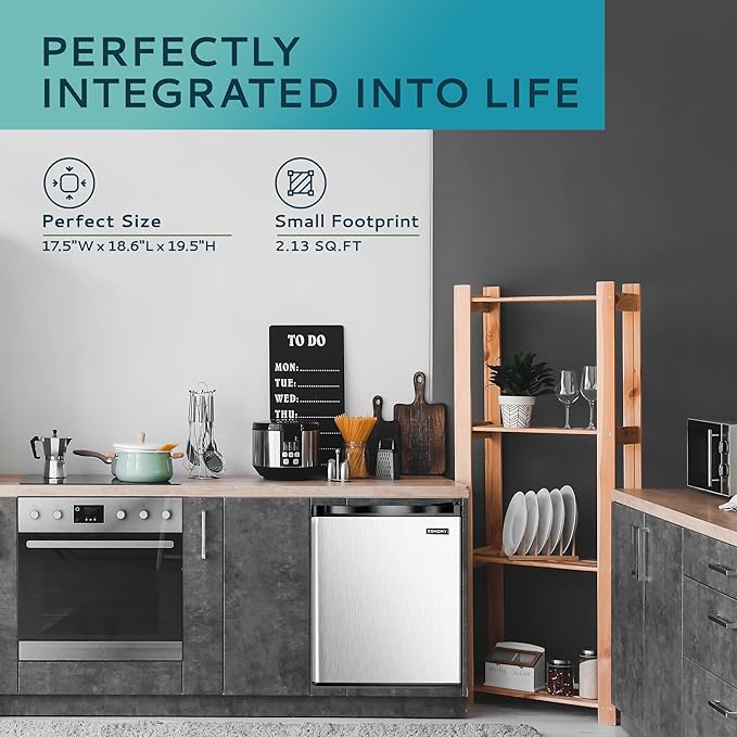 1.7 Cu.Ft Mini Fridge with Compact Freezer Temperature Control