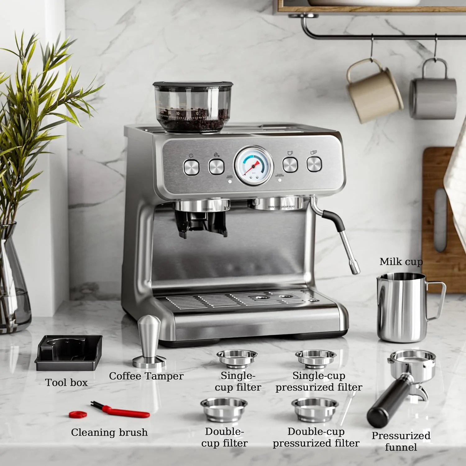 Kismile Coffee Maker,  Programmable Drip Coffee Makers ,Timer, Self-cleaning,Stainless Steel
