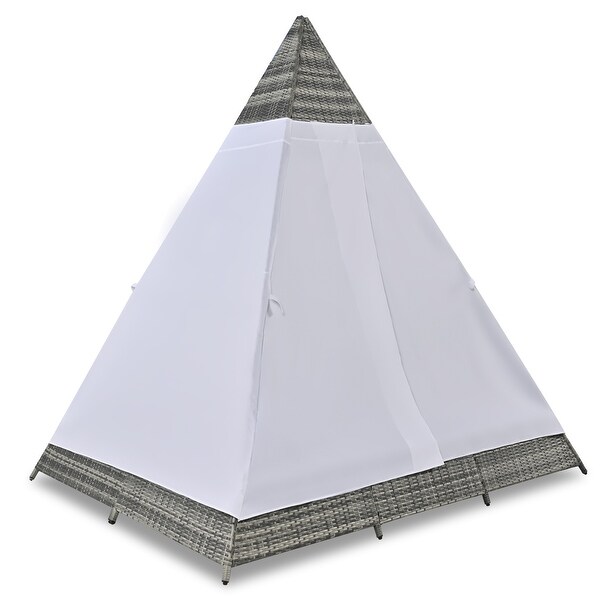 Leisure Zone Wicker Patio Daybed with Cushions,Tent Shape