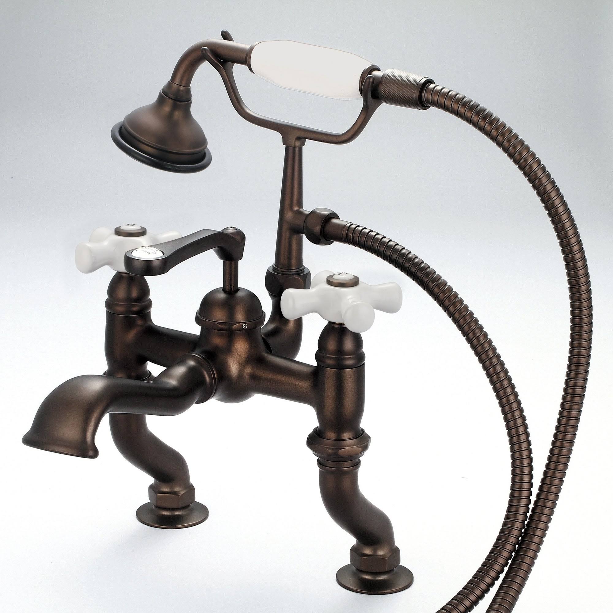 Water Creation F6-0004-03 Vintage Classic Adjustable Center Deck Mount Tub Faucet with Handheld Shower