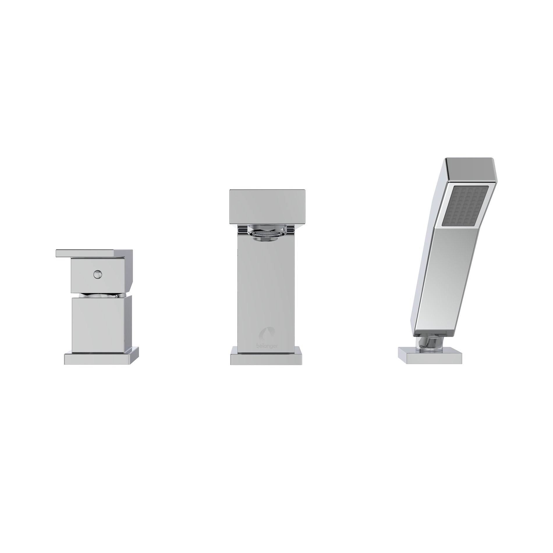 Belanger QUA43CCP Single Handle Deck-Mount Roman Tub Filler with Hand Shower, Polished Chrome