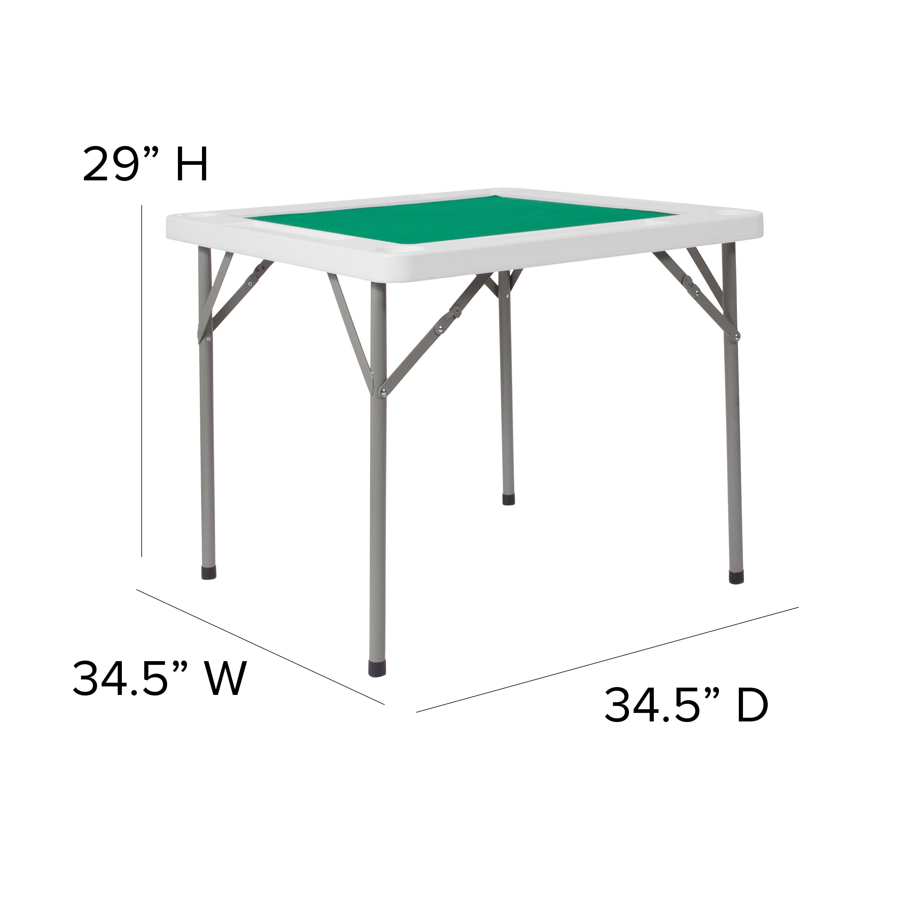 Flash Furniture 34.5″ Square 4-Player Folding Card Game Table with Green Playing Surface and Cup Holders