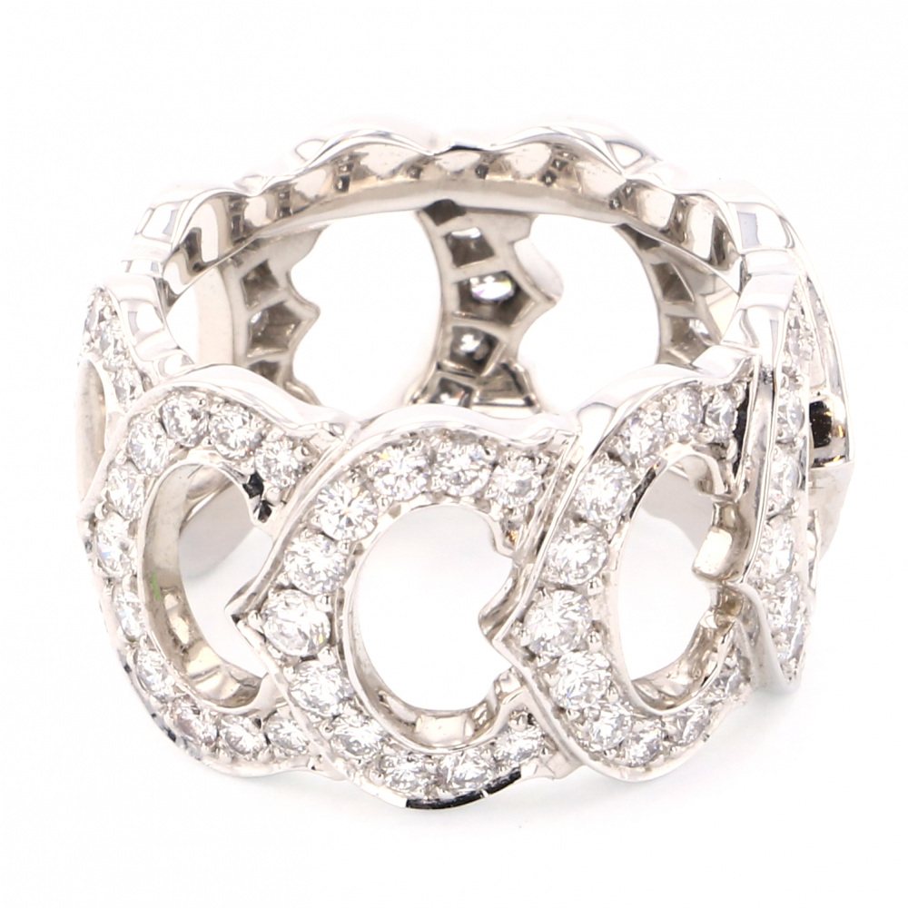 Cartier C Do Full Diamond Ring 18K White Gold