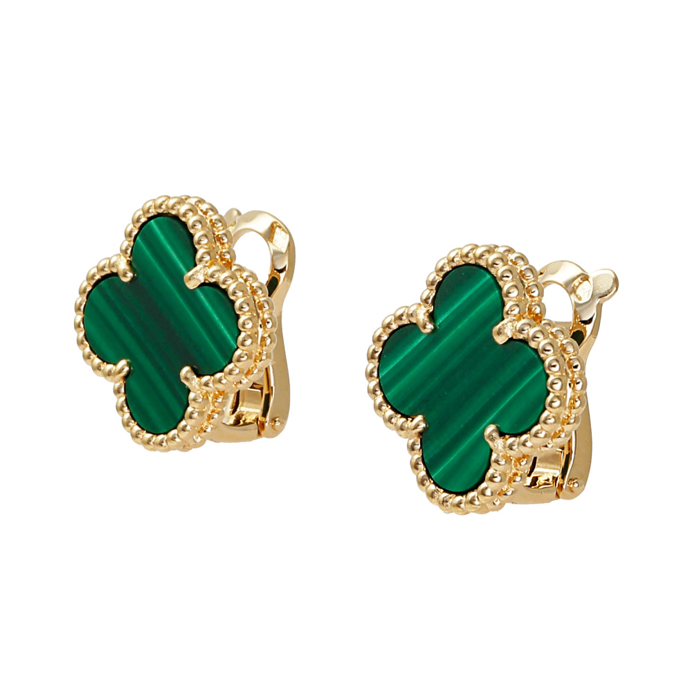 Van Cleef & Arpels Vintage Alhambra Earrings 18K Yellow Gold Malachite VCARO3QL00