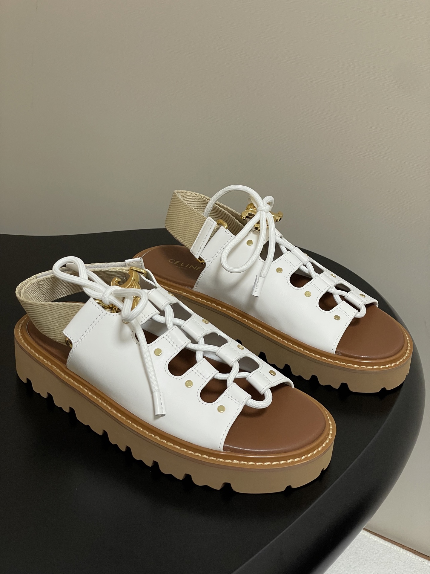 Celine thick-soled fashionable strappy Roman sandals - cnluxepick