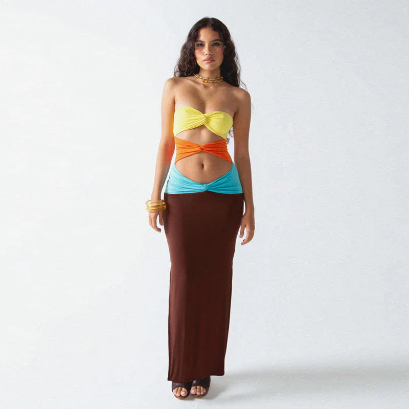 Strapless Twisted Front Maxi DressClistos