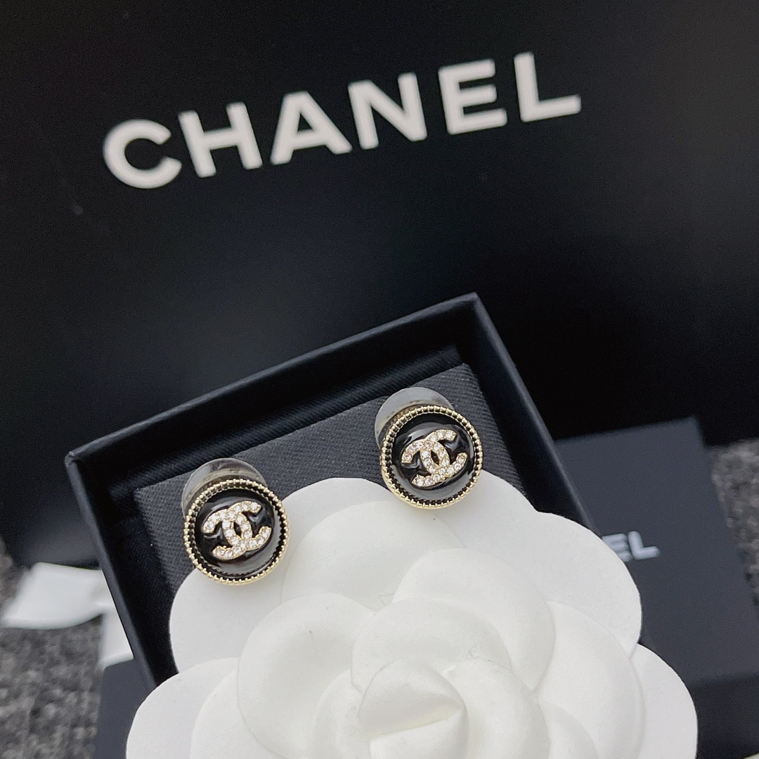 Chanel Cc Earrings Black