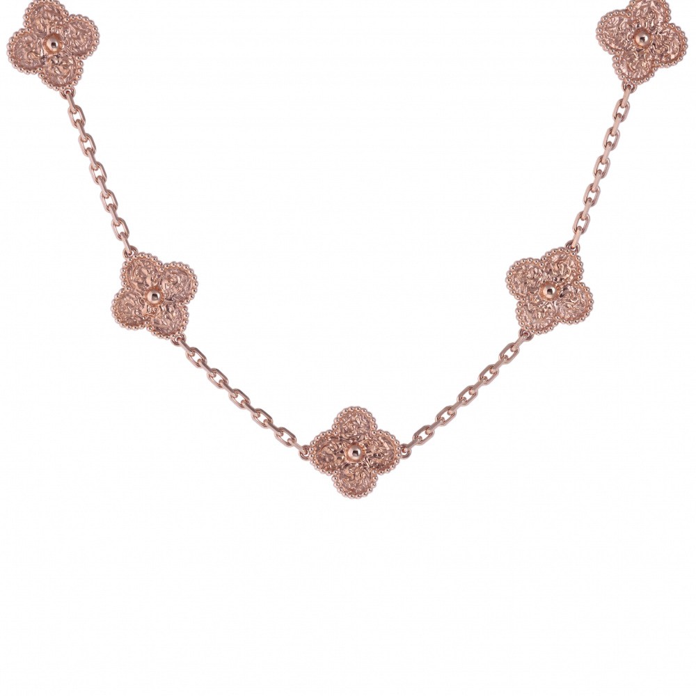 Van Cleef & Arpels Vintage Alhambra Necklace 18K Rose Gold VCARN9T100