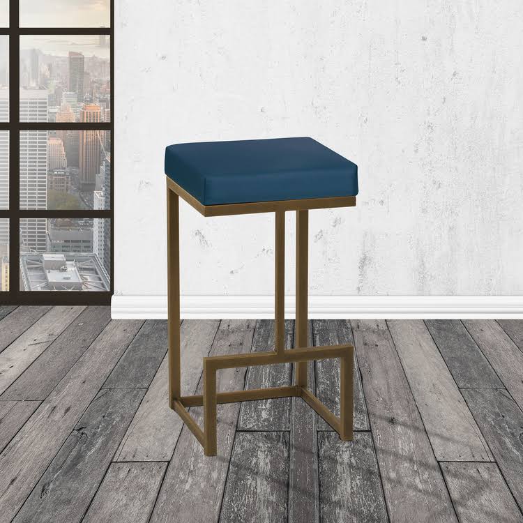 Taylor Gray Home Elton 26 inch Counter Height Metal Backless Barstool in Dillon Williamsburg Faux Leather and Copper Bisque Fini