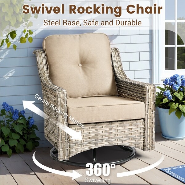 HOOOWOOO 10piece Wicker Patio Furniture Set Sectional Sofa with Swivel Chair