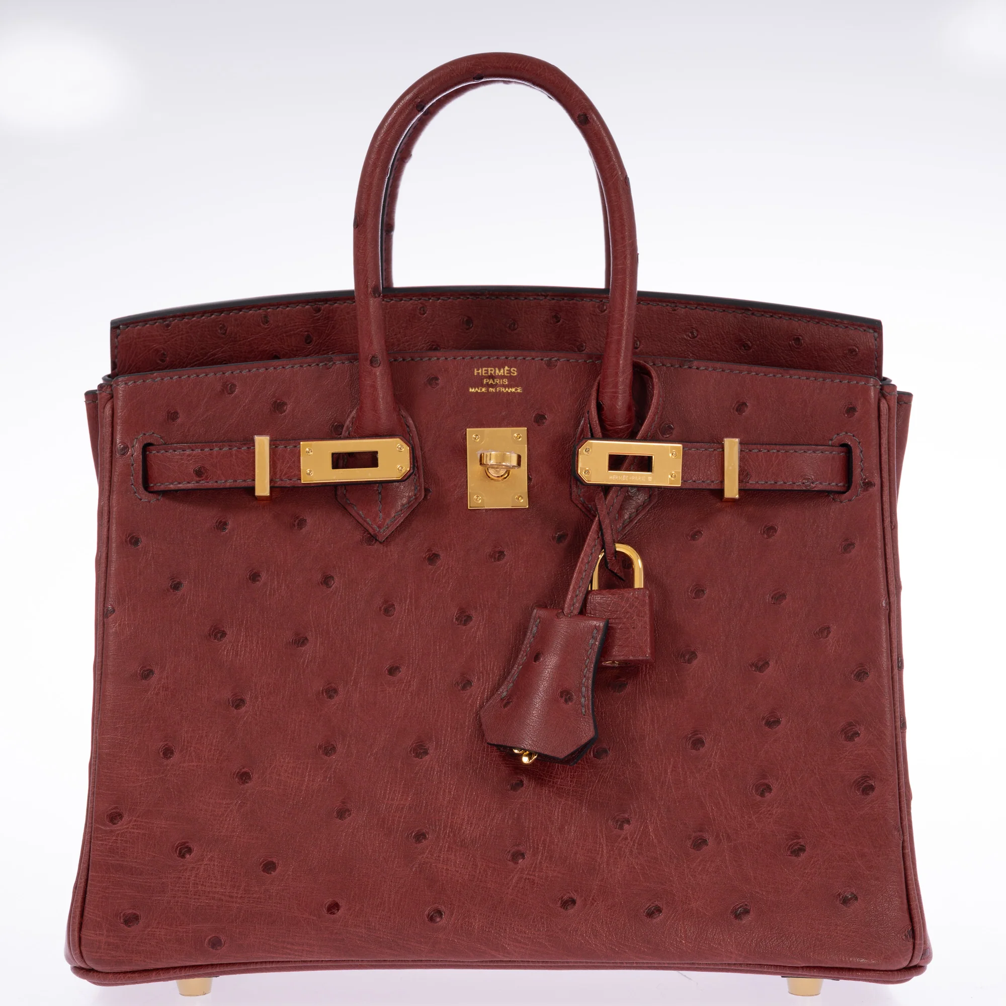 Hermès Birkin 25 Rouge H Ostrich Retourné Gold Hardware