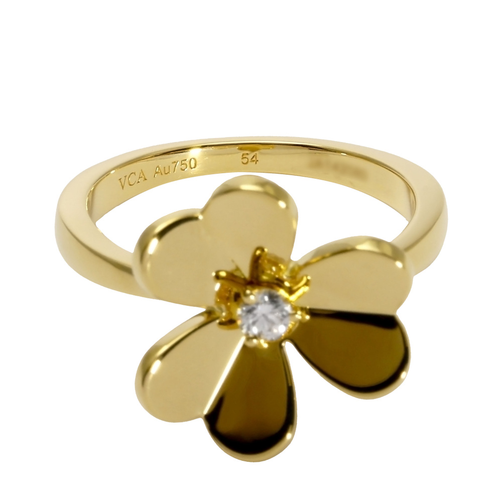 Van Cleef & Arpels Frivole 1 Flower Ring 18K Yellow Gold Diamond VCARP2DS00