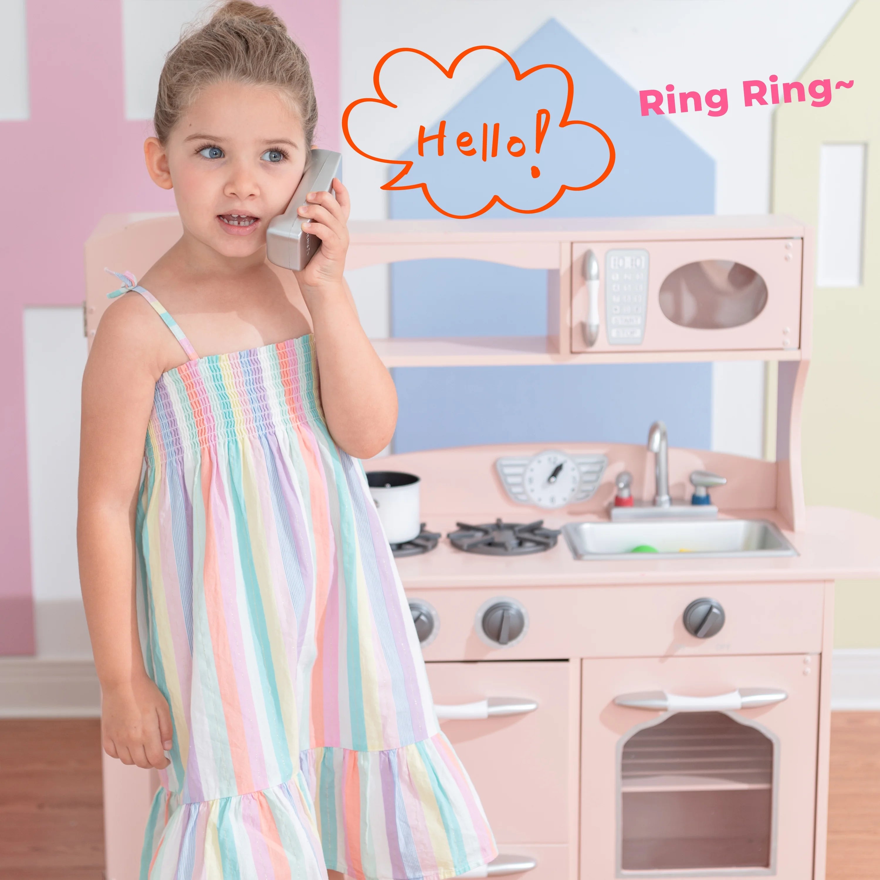 Little Chef Westchester Retro Wooden Play Kitchen, Pink