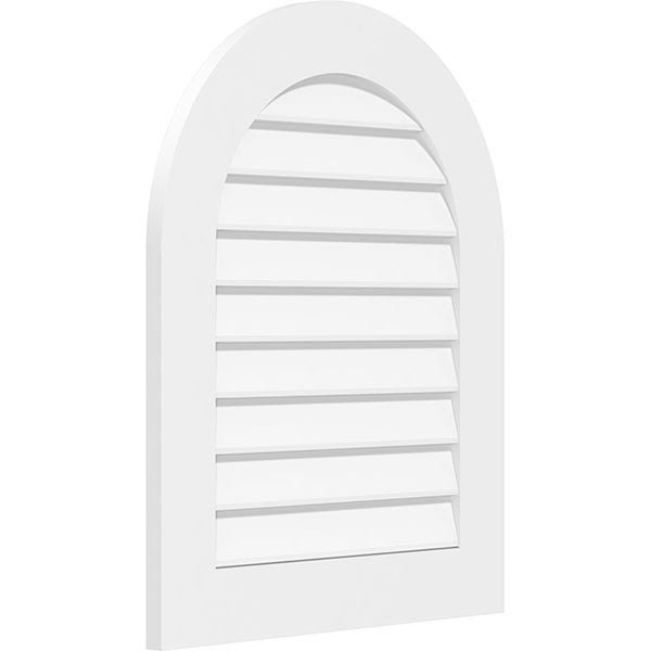 Ekena Millwork GVPRT38X3401SN 38x22W x 34x22H Round Top Surface Mount PVC Gable Vent: Non-Functional, w/ 3-1/2x22W x 1x22P Stand