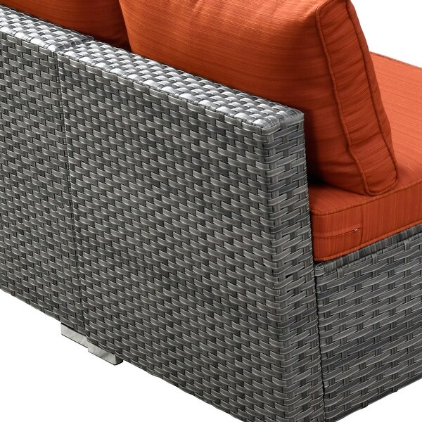 HOOOWOOO 8piece Patio Furniture Set Wicker Sectional Sofa with Fire Pit Table