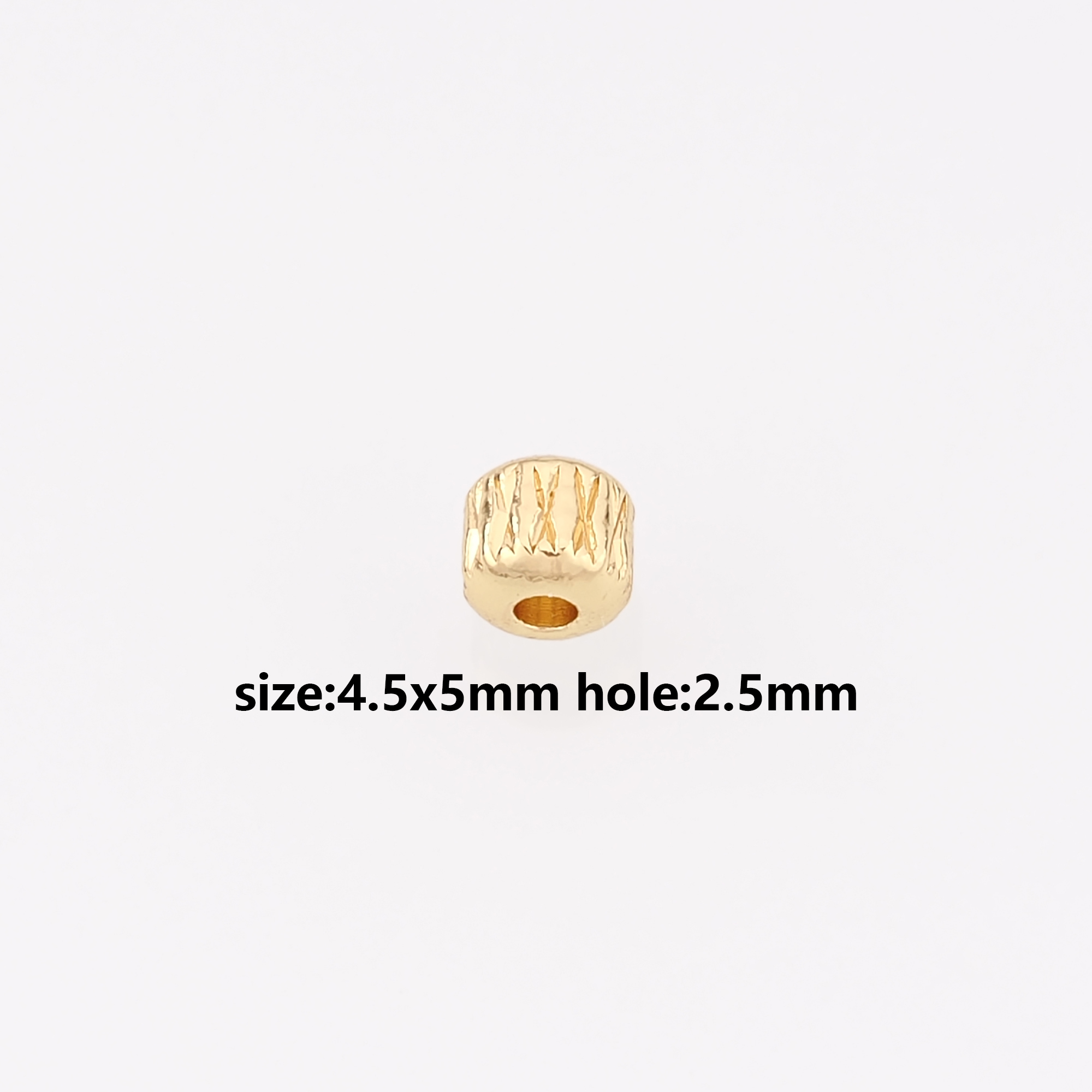 10Pcs 18K Gold Filled Barrel Spacer Beads,Barrel Beads for Bracelet Jewelry Necklace Making Supply
