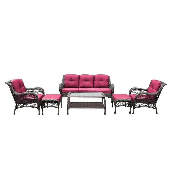 6piece Resin Wicker Patio Furniture Conversation Set with High Back