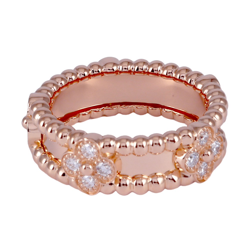 Van Cleef & Arpels Perlée Clovers Sweet Clover Ring 18K Rose Gold Diamond VCARP6ML00