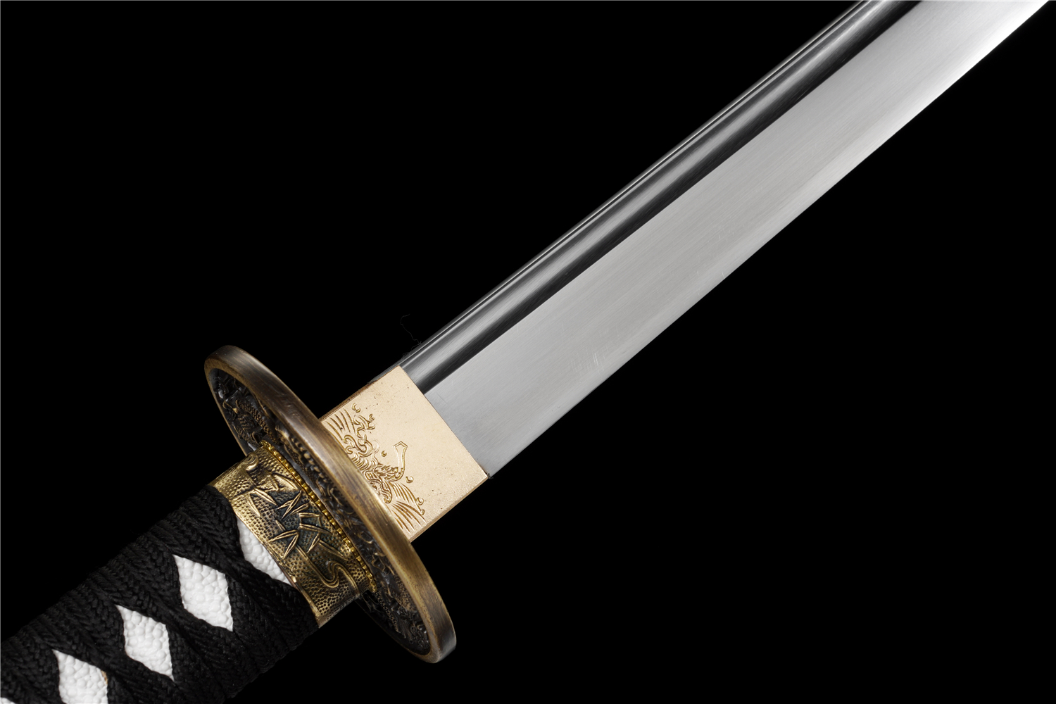 Handmade Katana High Carbon Steel Engraved Dragon Tsuba Full Tang