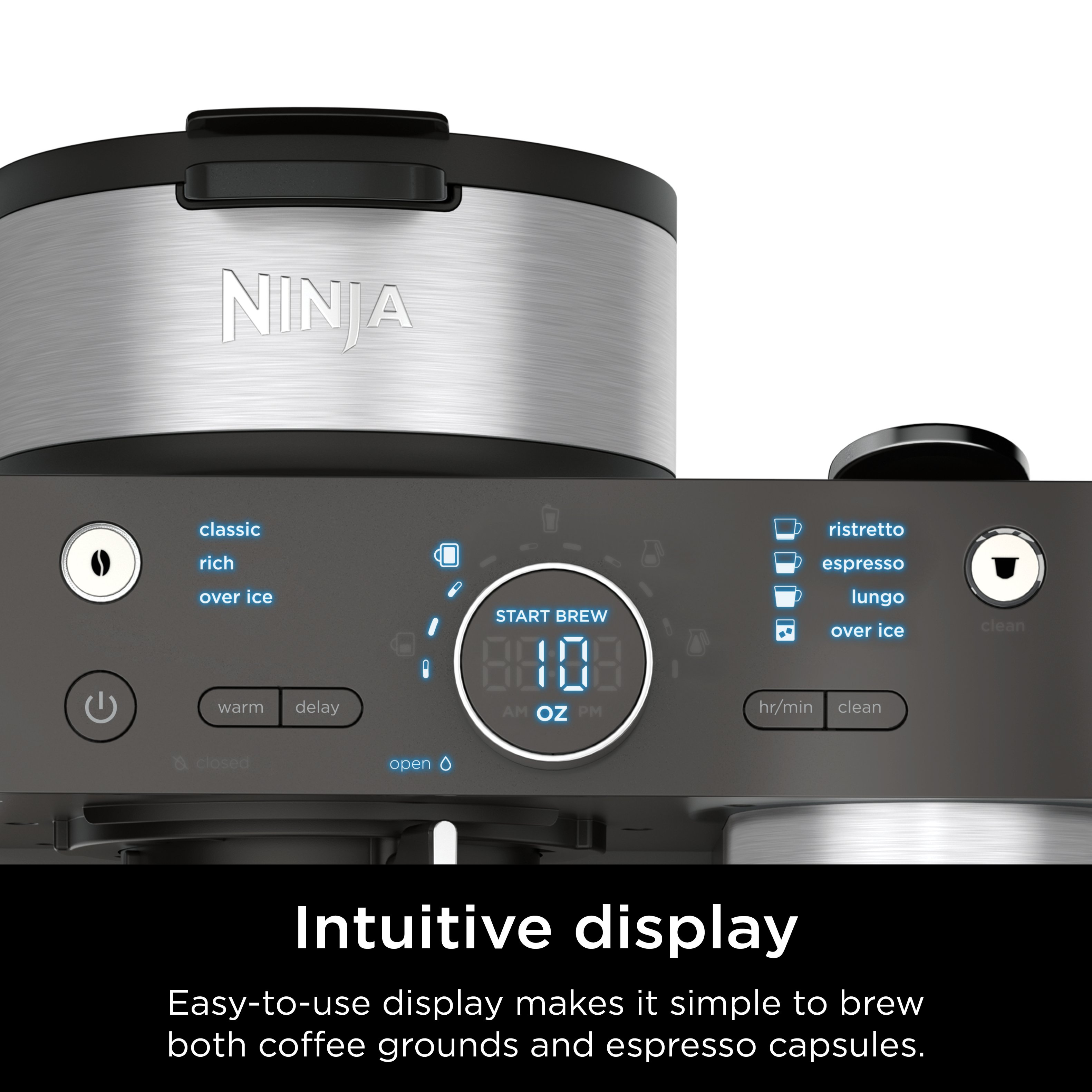 Ninja - Espresso & Coffee Barista System, Single Serve & Nespresso, with 12-Cup Carafe, 4 Styles with Ristretto - Black