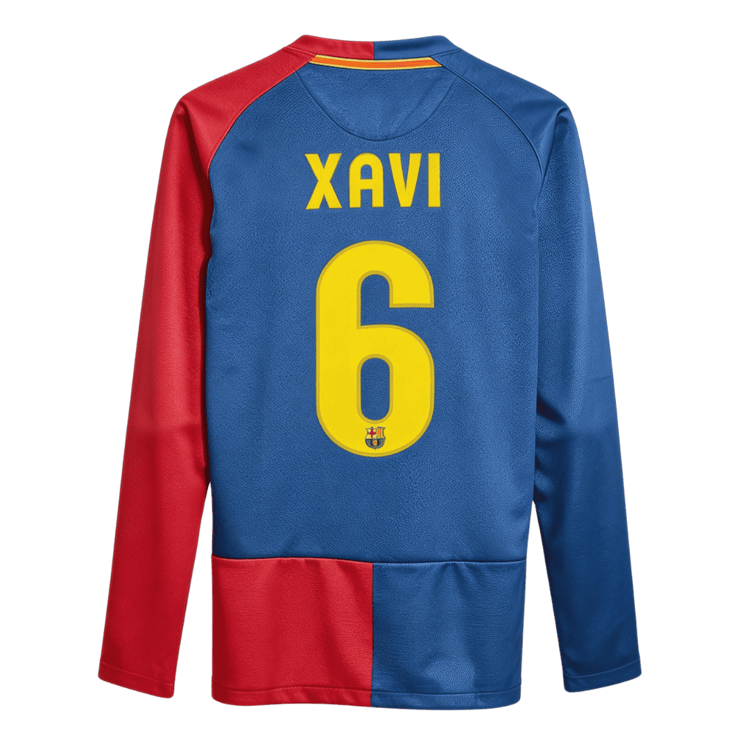Retro Soccer Jersey XAVI #6 Barcelona Home Long Sleeve 2008/09 - UCL Final - UCL
