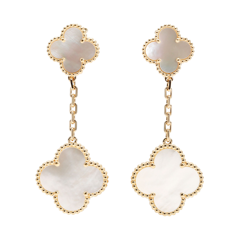 Van Cleef & Arpels Magic Alhambra Earrings 18K Yellow Gold Mother of Pearl VCARD78800